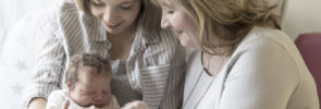 Mother, daughter, and baby