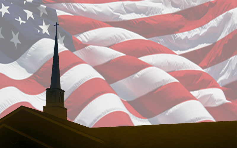 Church and American Flag