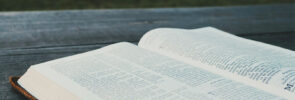 Bible open on picnic table